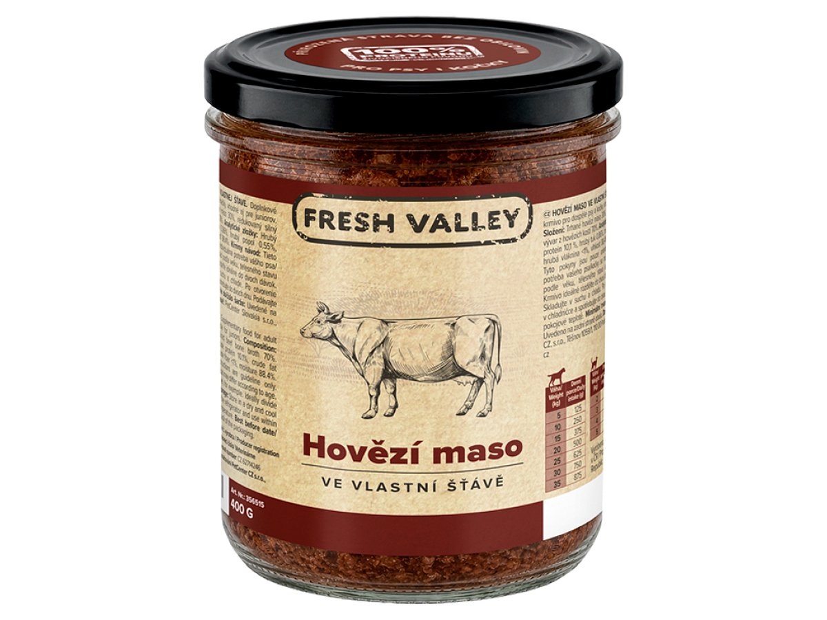 Sklenice Fresh Valley hovězí maso ve vlastní šťávě 400 g