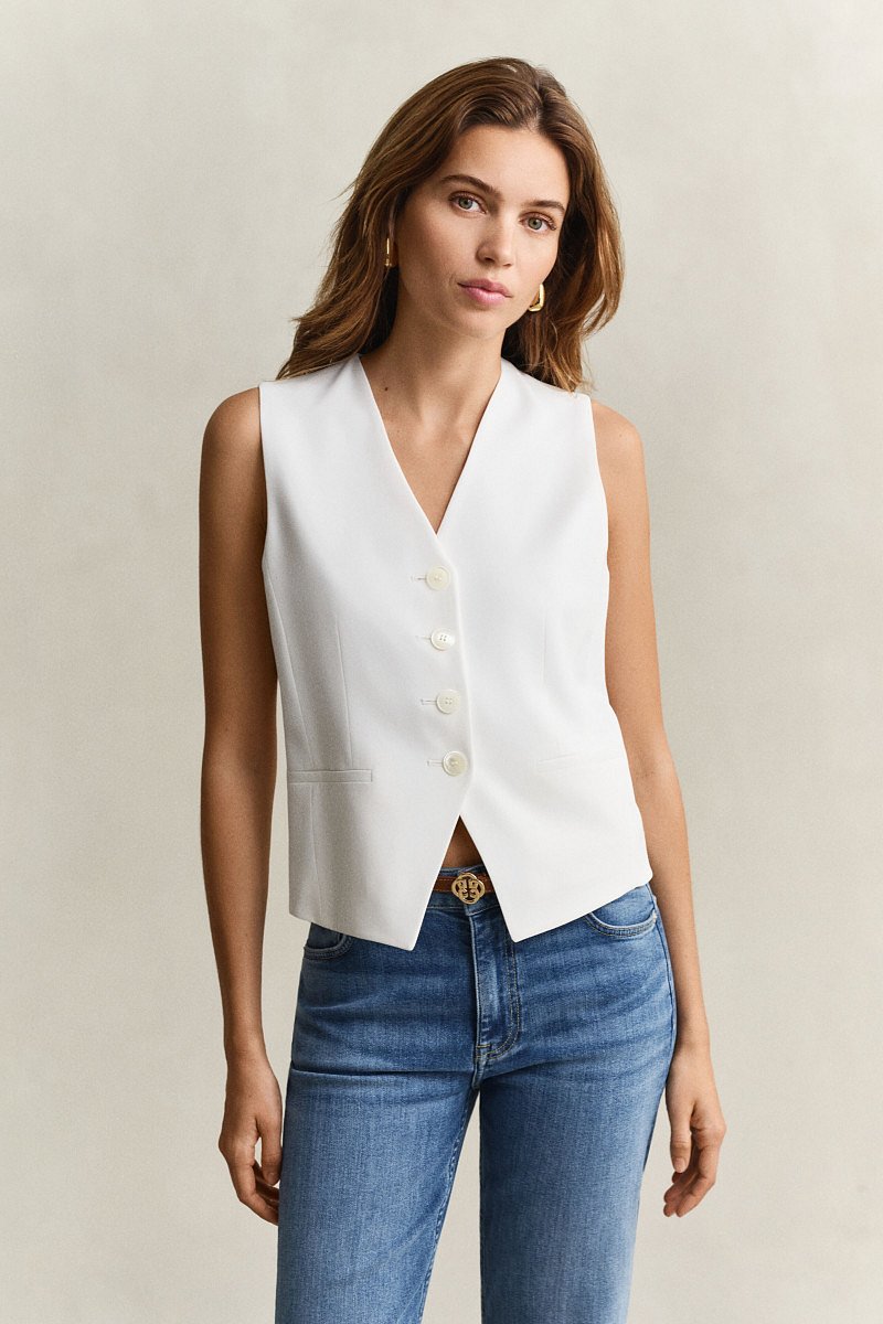 VESTA GANT FLUID CREPE VEST WHITE