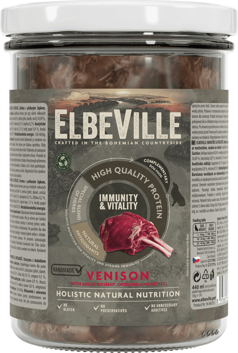 Sklenice Elbeville Imunity & Vitality zvěřina s přidaným šípkem, dobromyslem a kopřivou 440 ml