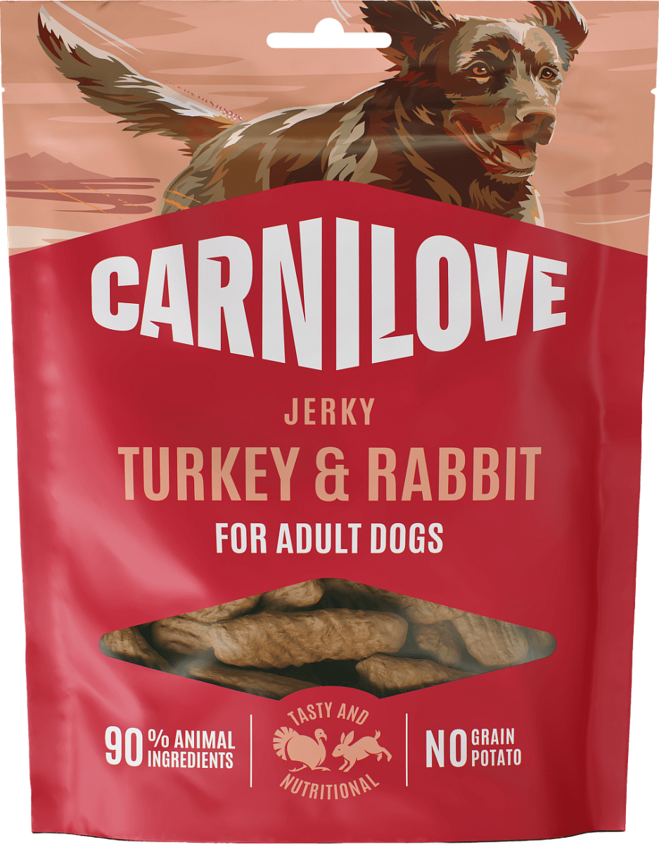 Pamlsek CARNILOVE Jerky pro dospělé psy krůta a králík 100 g