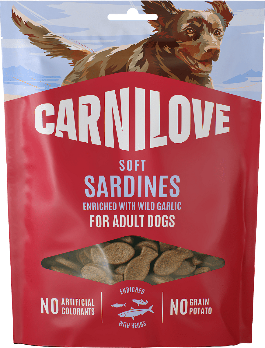 Pamlsek CARNILOVE Soft pro dospělé psy sardinky s divokým česnekem 200 g