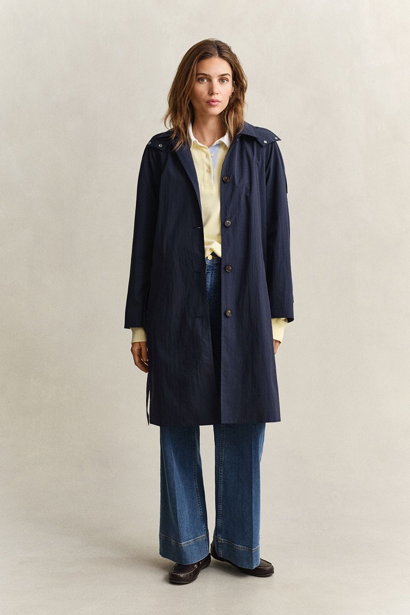 KABÁT GANT BELTED WIND COAT EVENING BLUE