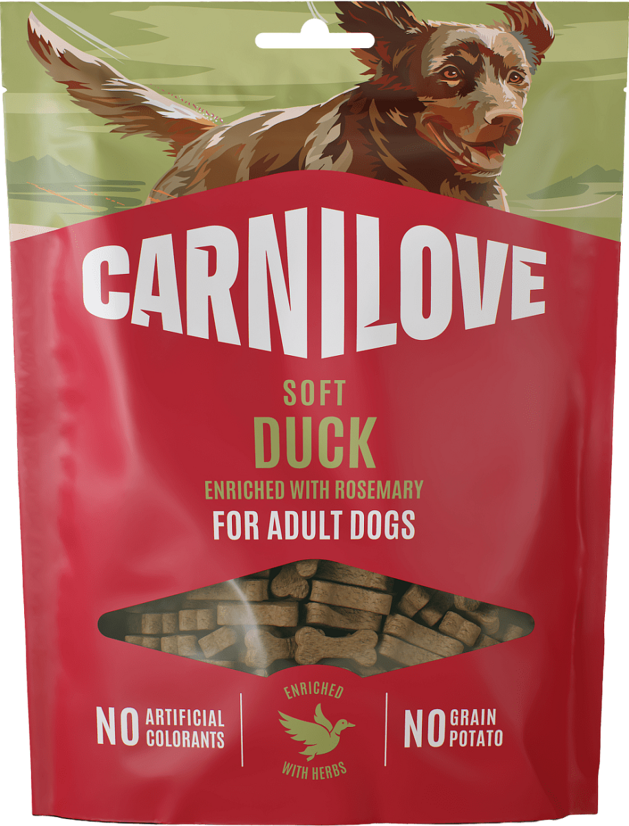 Pamlsek CARNILOVE Soft pro dospělé psy kachna s rozmarýnem 200 g