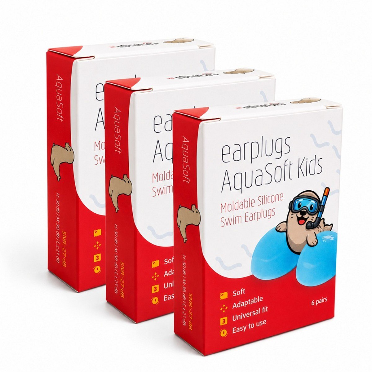 Earplugs AquaSoft Kids sada 3 balení