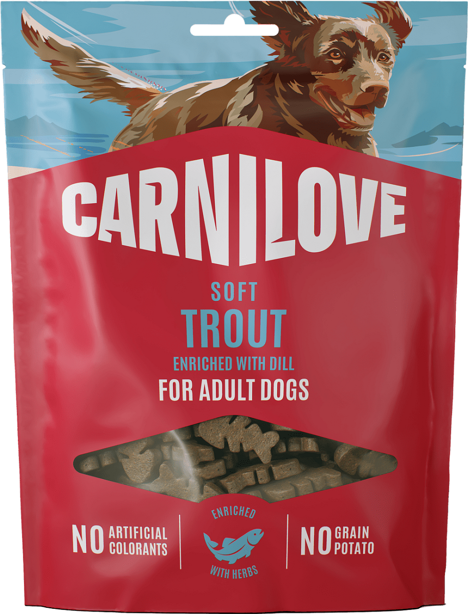 Pamlsek CARNILOVE Soft pro dospělé psy pstruh s koprem 200 g