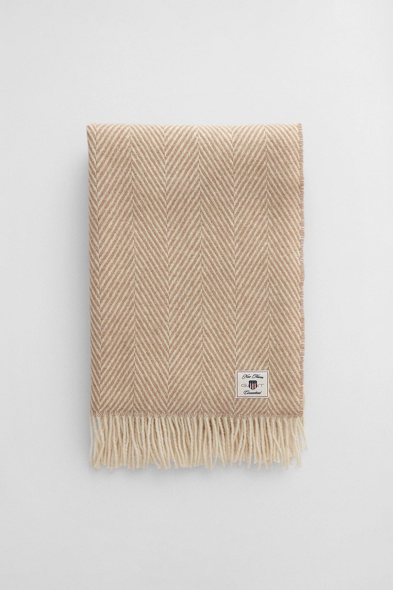 DEKA GANT HERRINGBONE WOOL THROW 130x200 TAUPE BEIGE