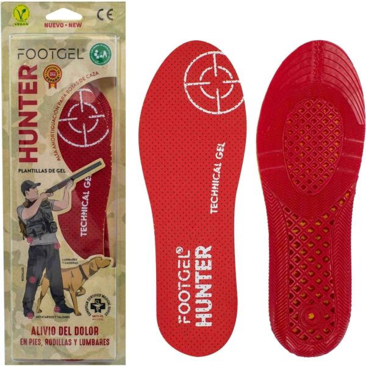 FOOTGEL HUNTER Gelové vložky, červená, velikost