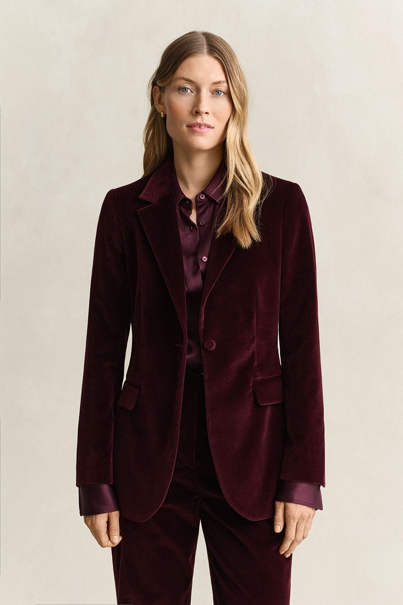 SAKO GANT SLIM VELVET BLAZER DARKENED WINE