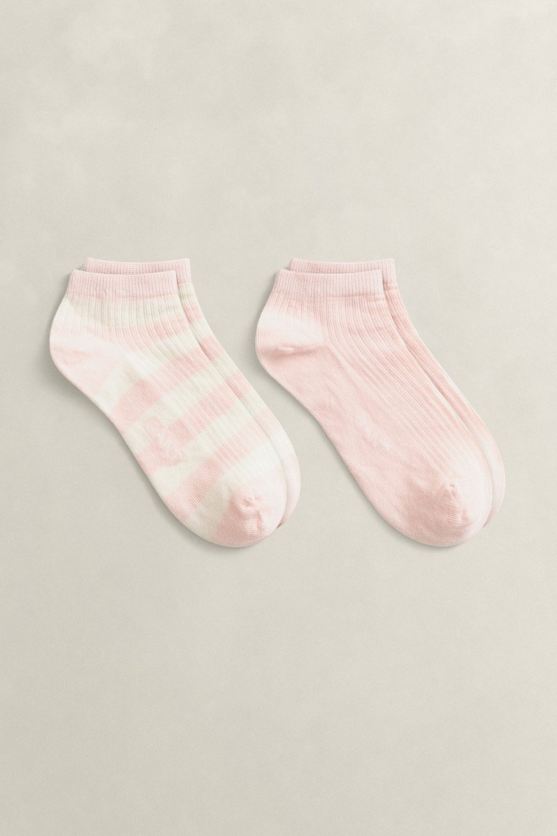 PONOŽKY GANT STRIPE AND SOLID ANKLE SOCKS 2-PACK APRICOT PINK