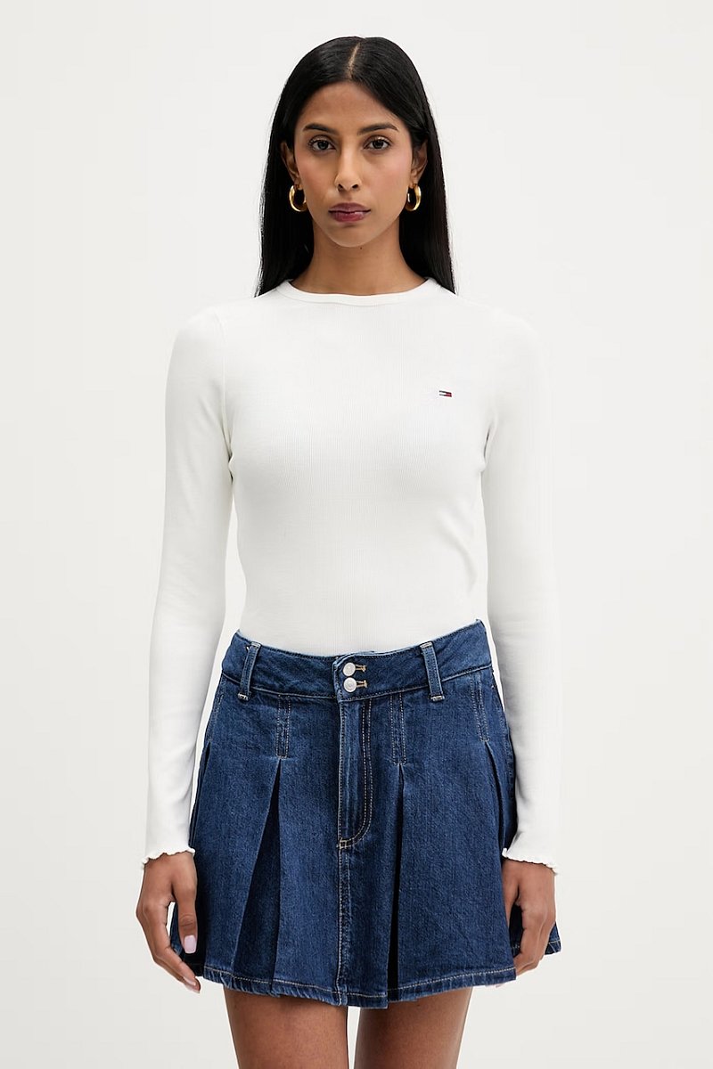 Tommy Jeans tričko s dlouhým rukávem dámské bavlněné s elastanem