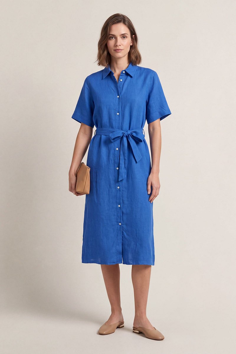 ŠATY GANT LINEN SS SHIRT DRESS ROYAL BLUE