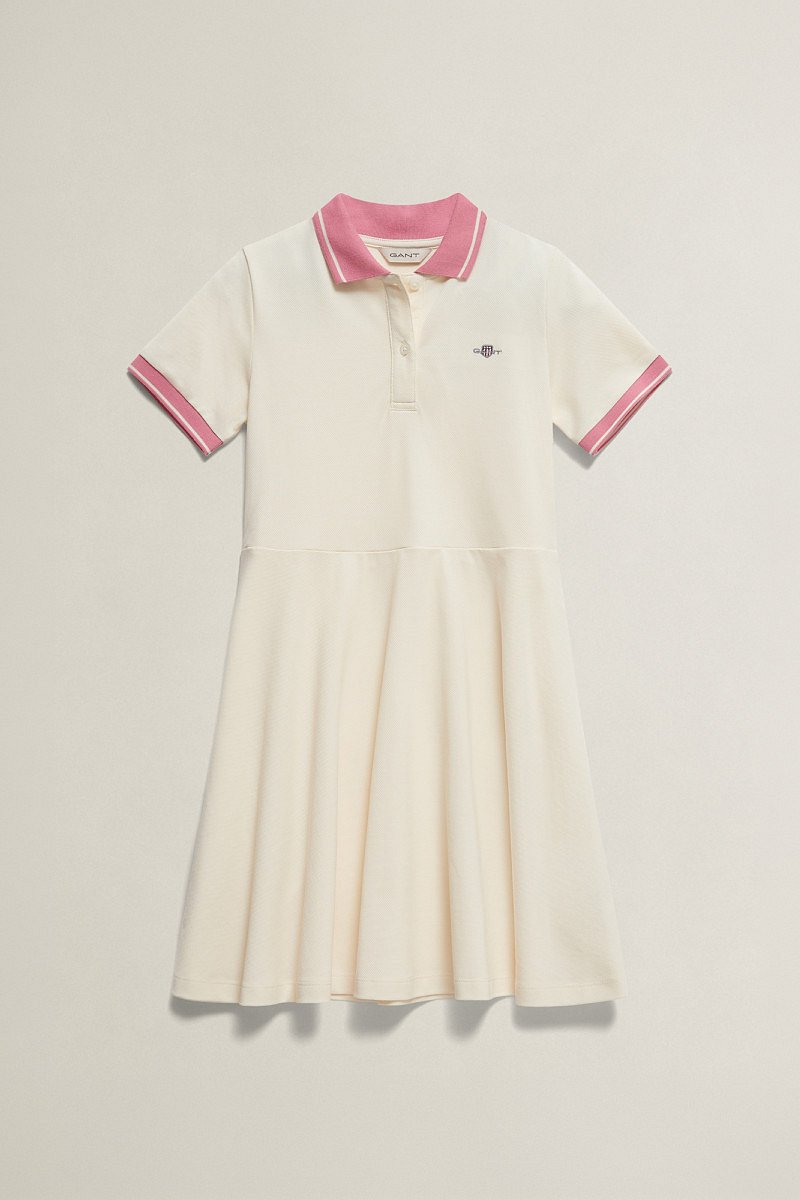 ŠATY GANT SHIELD SS POLO DRESS CREAM