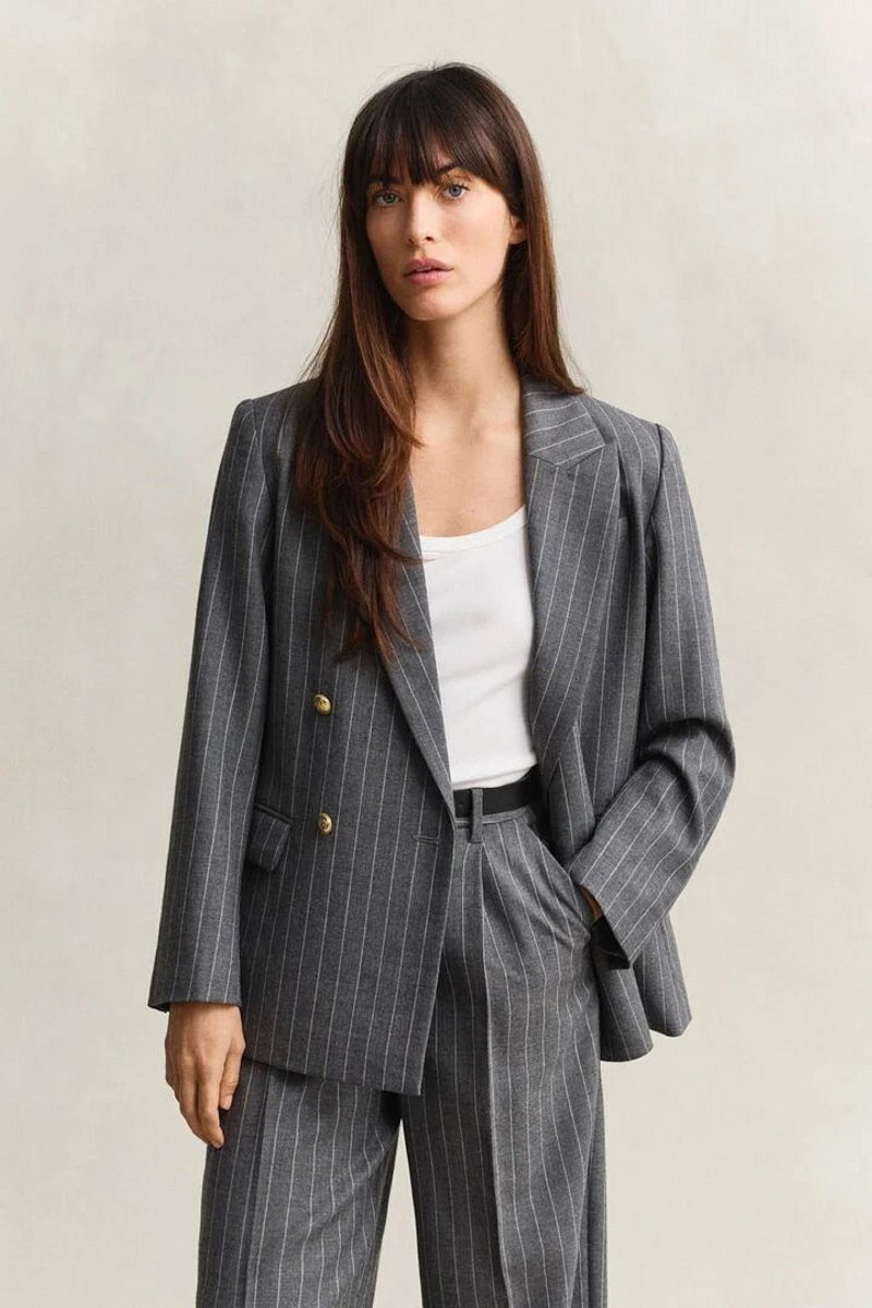 SAKO GANT REG PINSTRIPE CLUB BLAZER CHARCOAL MELANGE