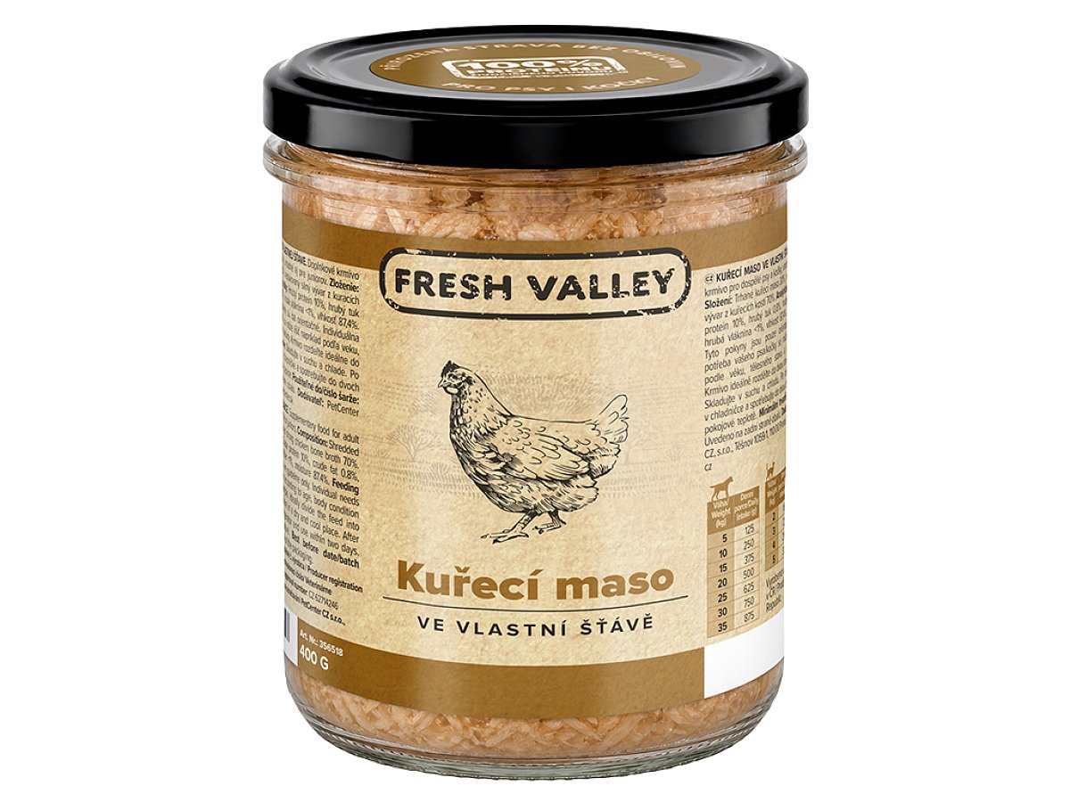 Sklenice Fresh Valley kuřecí maso ve vlastní šťávě 400 g