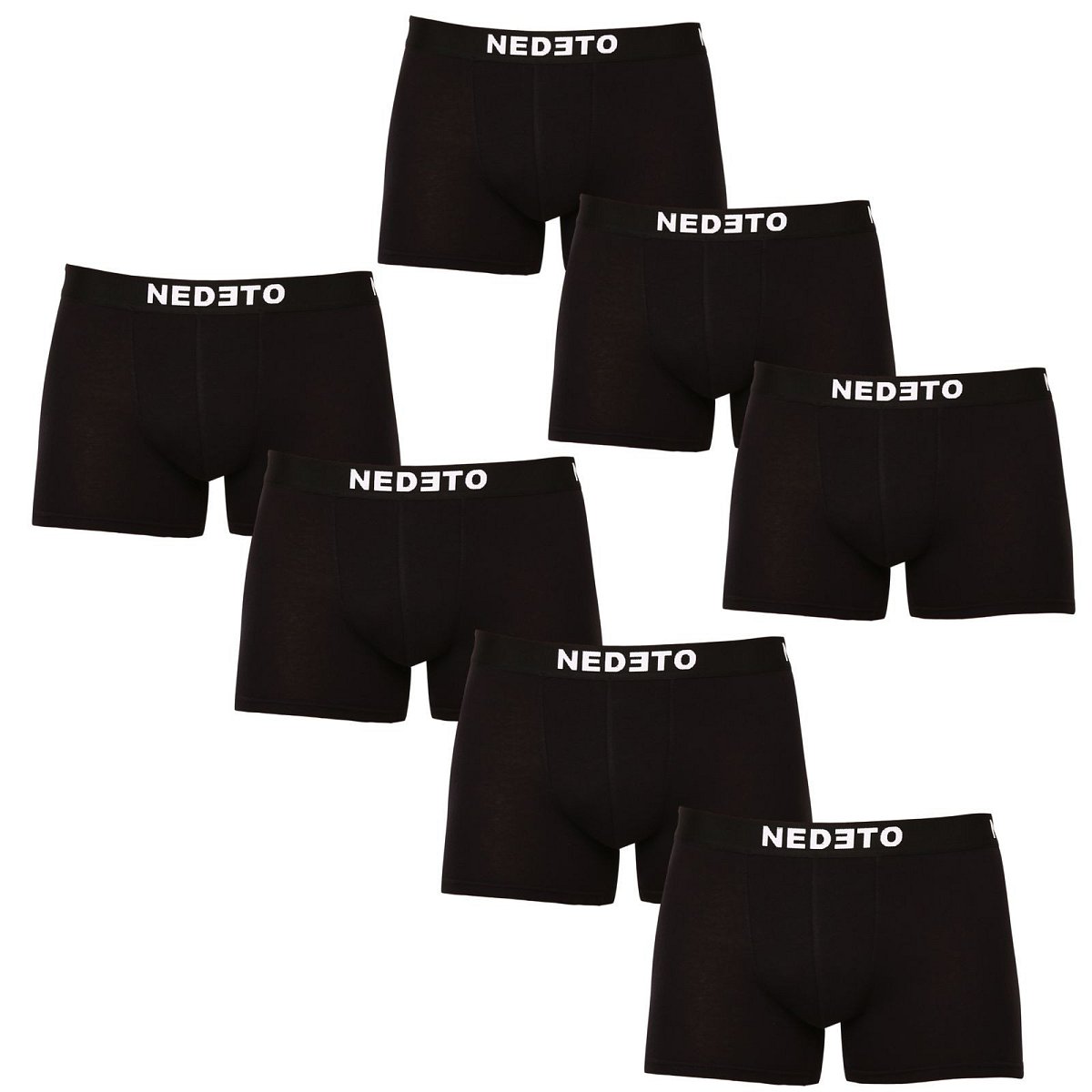 7PACK pánské boxerky Nedeto černé (7NB001b) L, trenky / trenýrky