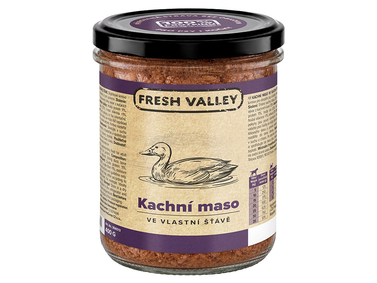 Sklenice Fresh Valley kachní maso ve vlastní šťávě 400 g